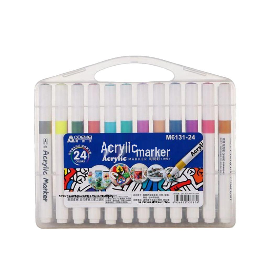 24-Color Acrylic Markers Set for Primary School Art & DIY Projects