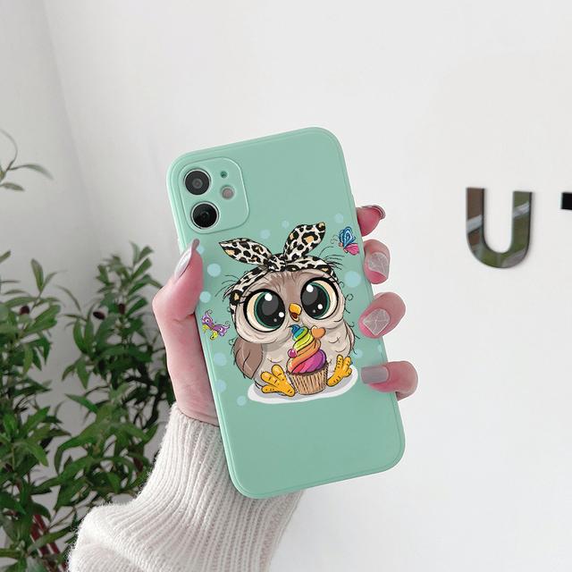 Cute Cartoon Animal Owl Case For Iphone Se2 Se3 2022 8 7 Plus X Xr Xs Soft Cover For Iphone 11 12 13 14 Pro Max Mini 14plus Capa