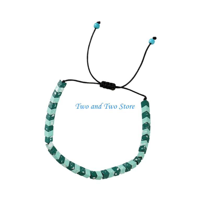HX6F Handmade Adjustable Bracelet Geometric Beads Unique Design Jewelry Gift Item