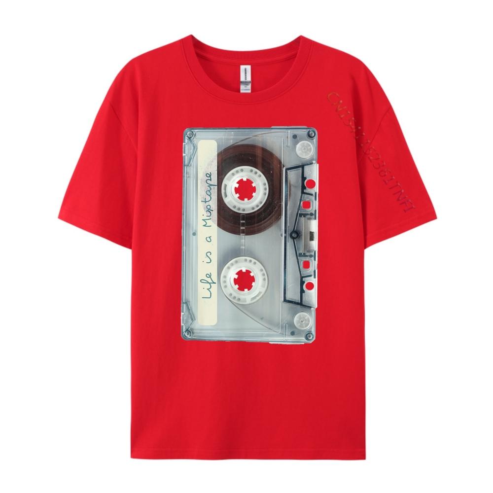 Life Is A Mixtape Old School Tape Cassette Printed T-Shirt Male T-Shirt Graphic Cotton Short Sleeve