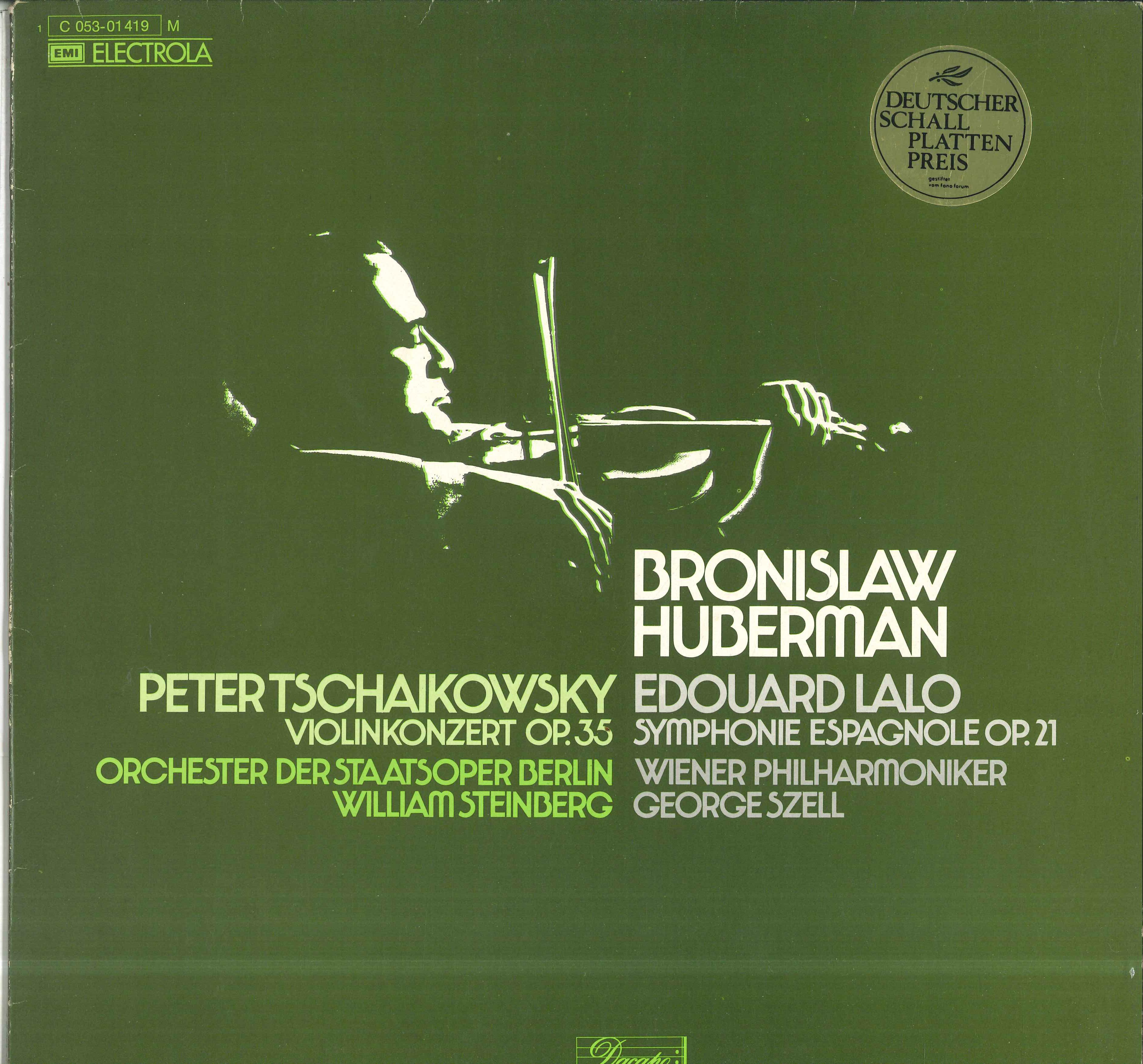

LP Record BRONISLAW HUBERMAN WILLIAM STEINBE Tschaikowsky Konzert Fur Violine Un 1C05301419 DACAPO Germany Classical Used