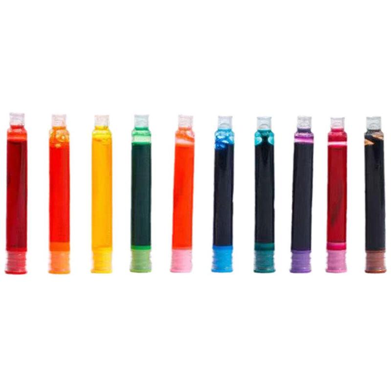 10 Farben/Box Tintenbeutel Tintenpatronen-Set Für 3,4 mm Füllfederhalter Einweg-Tintennachfüller Farbige Schreibtusche Büro Schulbedarf