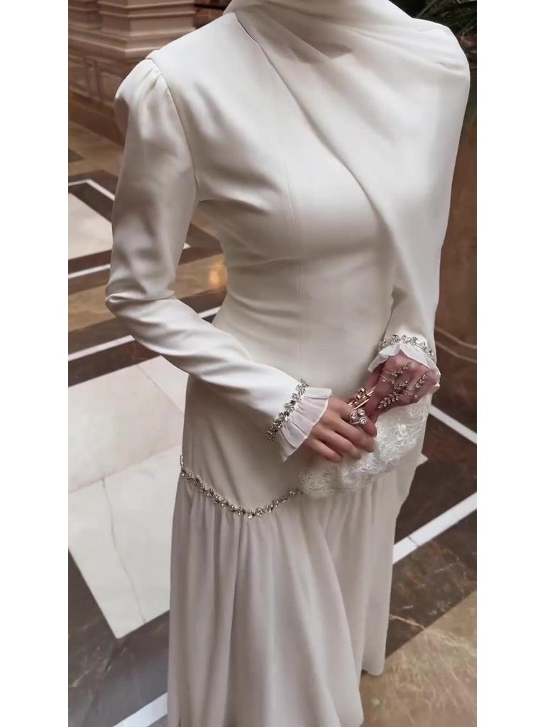 Elegant European Long Sleeve Retro Dress 2026