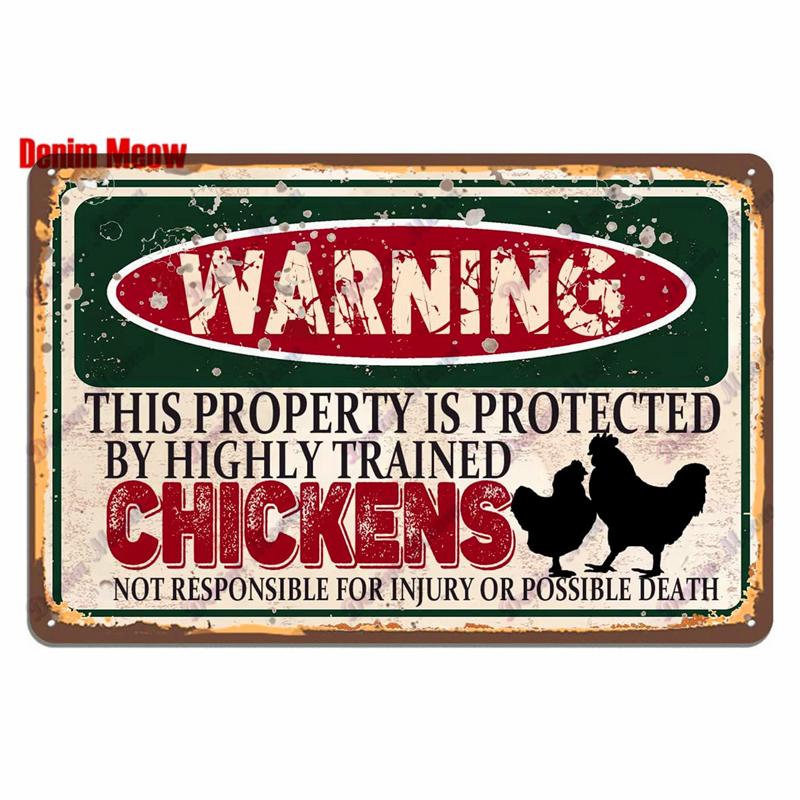 Vintage Warning Funny Animals Metal Sign Chicken Sheep Pig Octopus Wall Poster for Private Wall Painting Decor WY