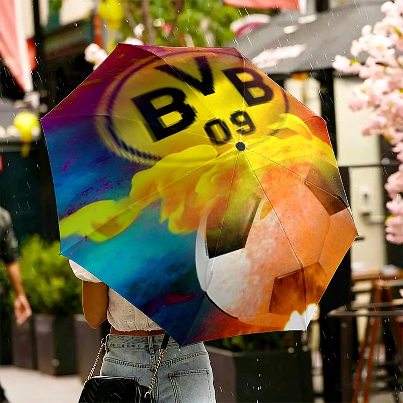 Borussia Dortmund Druckschirm Automatisches Öffnen/Schließen - Tragbares faltbares Design - Tägliche Nutzung für Reisen/Outdoor - Geschenk zum Geburtstag