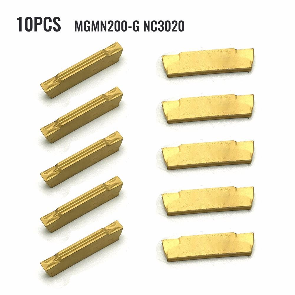 10PCS MGMN200 Grooving Carbide Inserts Lathe Cutter Turning Parting Tools Set