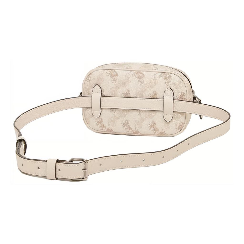 New COACH Leather One Shoulder Crossbody Camera Bag Fanny Pack Trumpets Women's White 78603-SVQB9