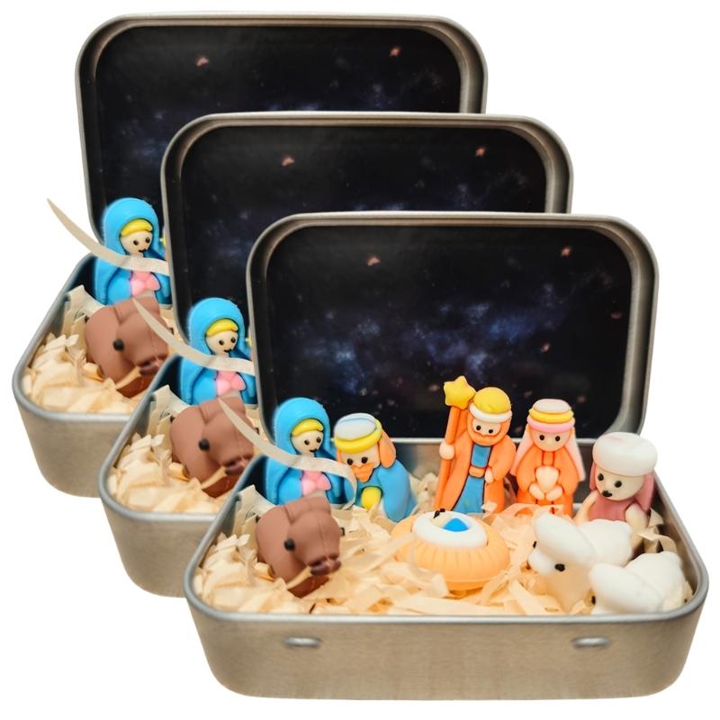 Portable Mini Christmas Nativity Ornament PVC Craft For Office Shelf Or Travel Decoration Bethlehem Scene