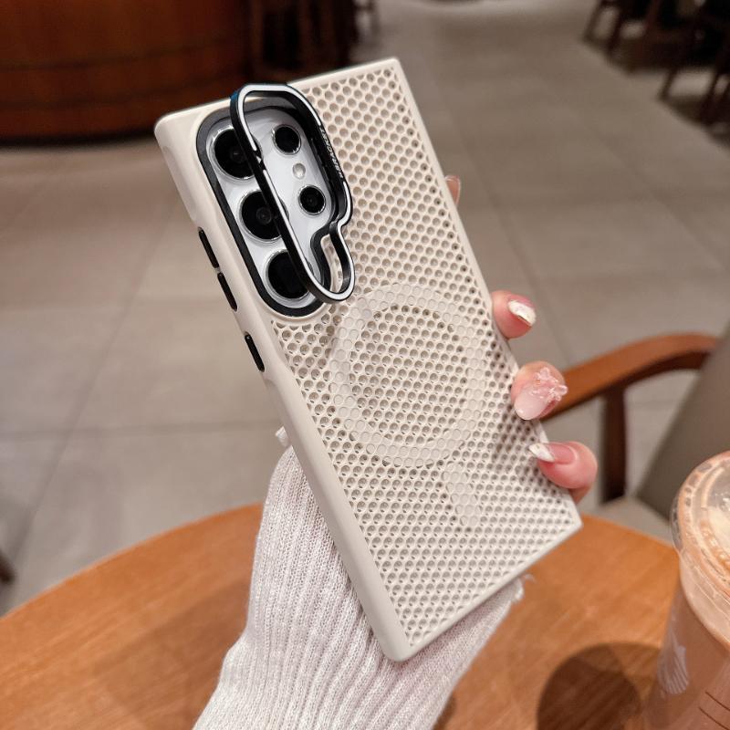 Heat Dissipation Mesh Cooling For Magsafe Magnetic Case For Samsung Galaxy S26 Ultra S25 S24 S23 Ultra Plus + Alloy Lens Bracket