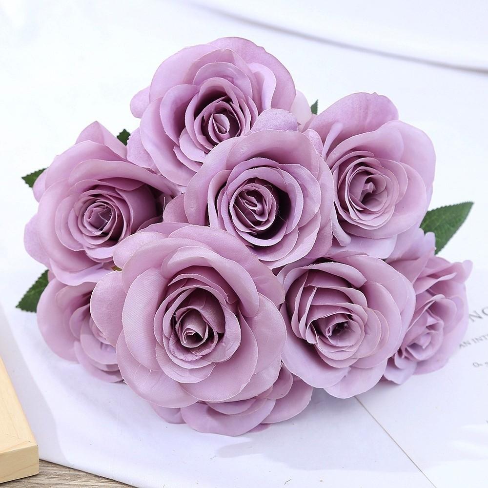 9 Head Real Happy Flower 10 Colors Photography Photo Gift Natural Silk Rose Flowers Mini Simulated Rose Flowers Home Decorative