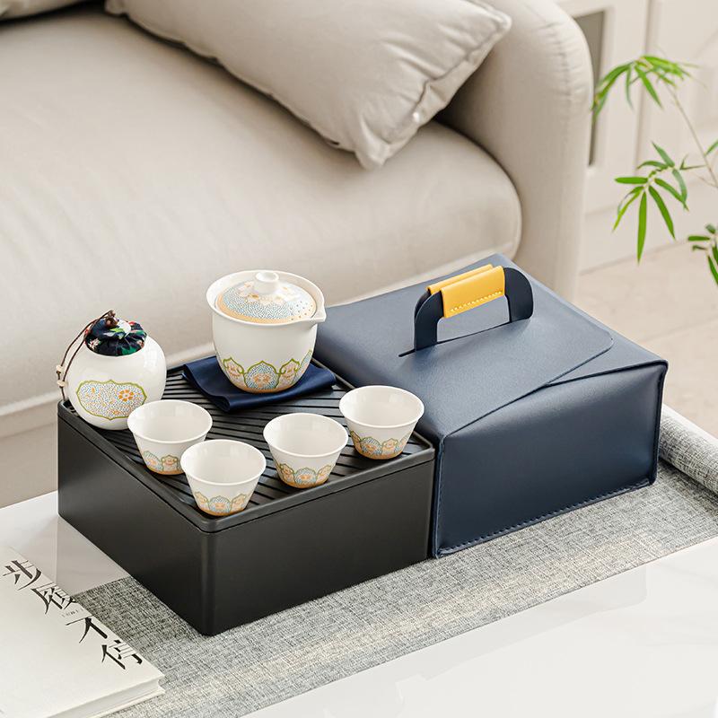 Travel tea set Outdoor simple portable teapot Household Kung Fu tea set Kuaike cup business gift