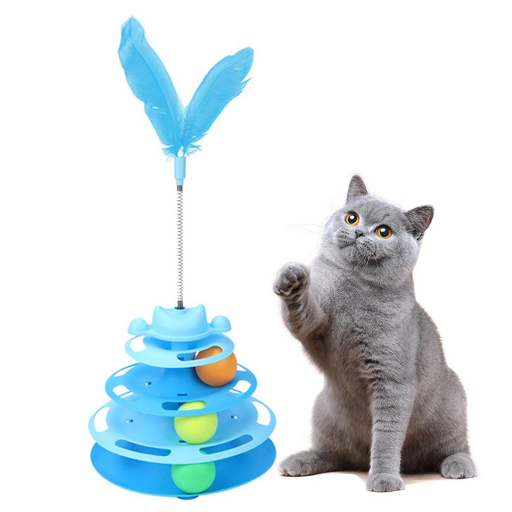 Interactive Feather Cat Wand & Multi-Level Ball Track Cat Toy For Cats Fun Engaging Play Accessory Pet Cat Interactive Toys