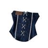 American vintage Gyaru Lace Stitching Denim Tube Top Women Summer Pure Want Bandage Waist Hugging Slim fit Sleeveless Vest
