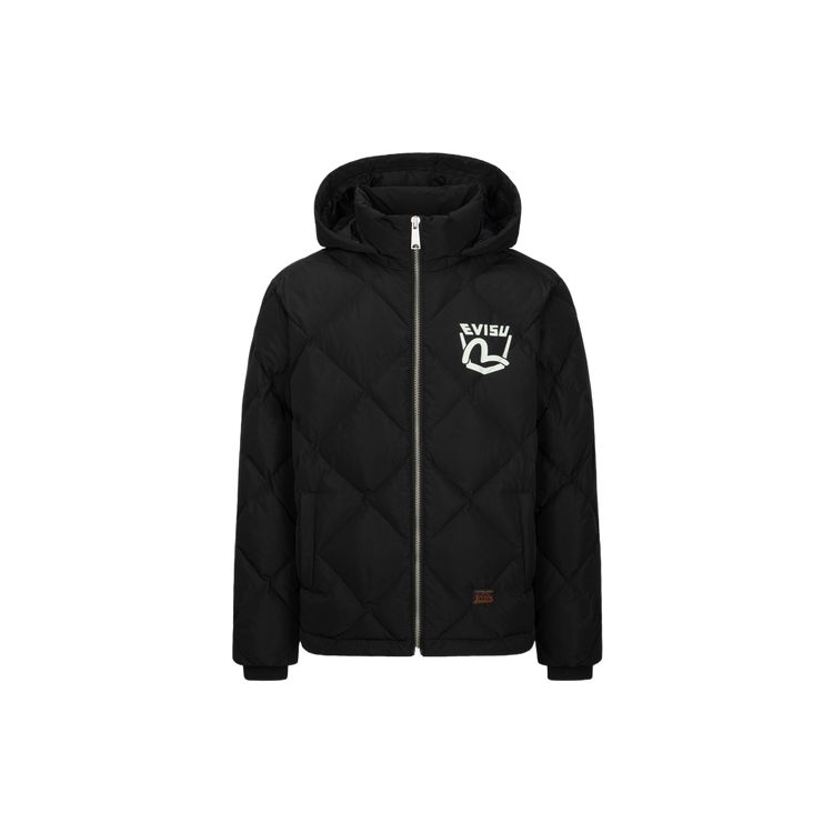 Evisu Aw23 Logo And Seagull Print Long Sleeve Hooded Jacket Men jackets Black 2EAEPM3NJ1183XXPL