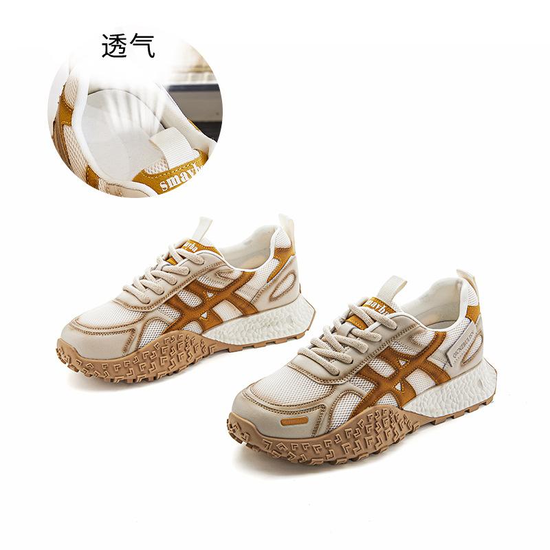 

Leather Daddy Shoes Women 2025 New Summer Breathable Mesh Sneakers Women s Casual Versatile Retro Forrest Gump Shoes Women 34 жёлтый