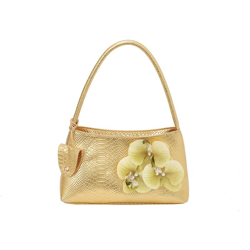 Style Pu Flower Decor Shoulder Bag For Daily Use
