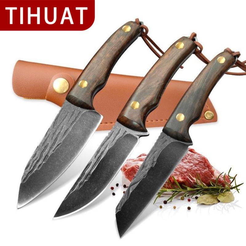 

TIHUAT Новый дизайн, нож из нержавеющей стали с узором из дамасской стали, кованый кухонный нож для фруктов, нож для мяса, нож-измельчитель