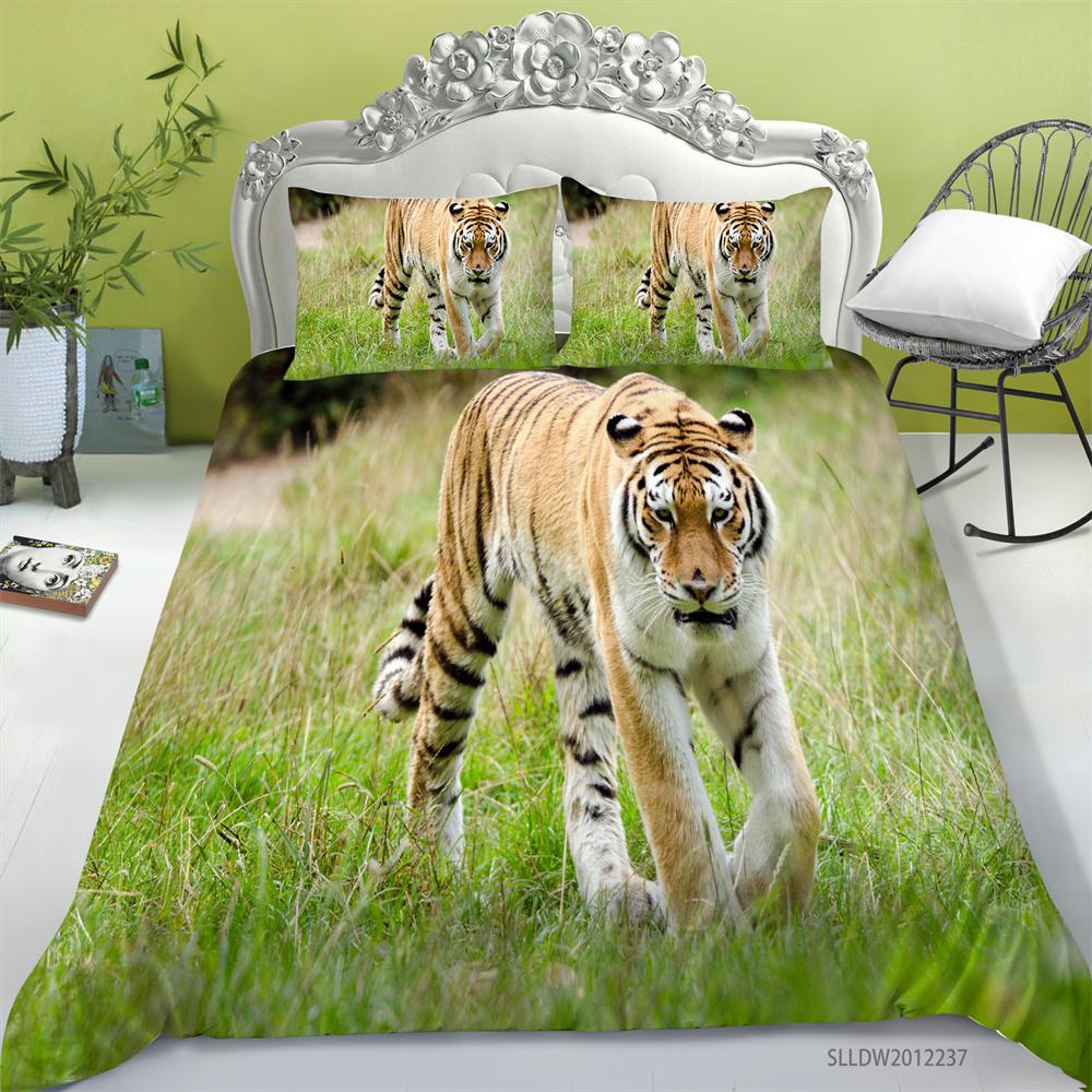 2023 w nowym stylu pościel garnitur 3D nadruk tygrysa kapa na kołdrę wzór lwa tekstylia domowe dzieci pojedynczy rozmiar poszewka na pierzynę poszewka na poduszkę