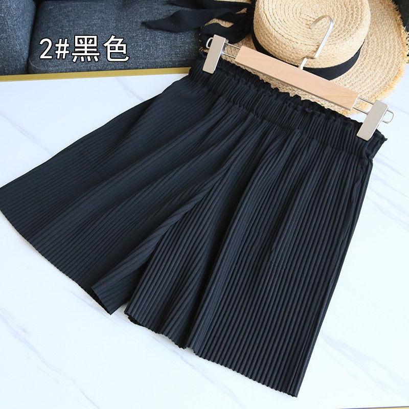 

Pants women s new pleated wide-leg casual shorts women s summer loose Korean version thin straight five-point pants one size fits all【 40-70kg 】 чёрный