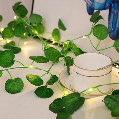 LED Light Energy-saving Create Atmosphere Flexible Eye-catching Indoor Green Leaf String Light LED Hanging Lamp Party Supplies