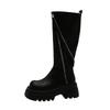 Women High Boots Square Heel Anti-slip Side Zip Winter Women Brand Designer Motorcycle Boots High Heels Outdoor Platform Shoes