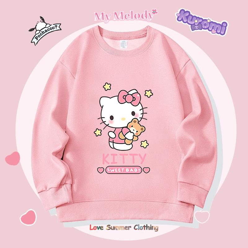 Girls Crewneck Sweatshirt My Melody Sario Cute Hoodie Clothes Kawaii Girls Kuromi Sweatshirt Spring Autumn Sweatshirt Child Tops