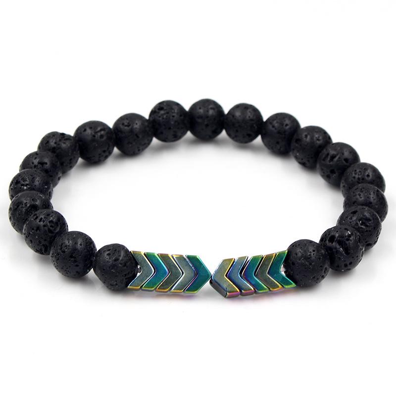 Volcanic and Black Iron Stone Couple Bracelets - Shining Gemstone Style.