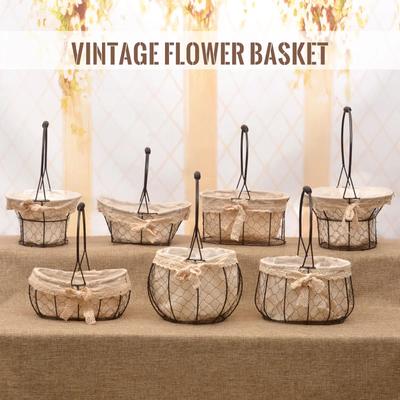 Retro Nostalgic Iron Wire Twisted Net Flower Baskets Succulent Green Plants Flowers Pot Laundry Sundries Storage