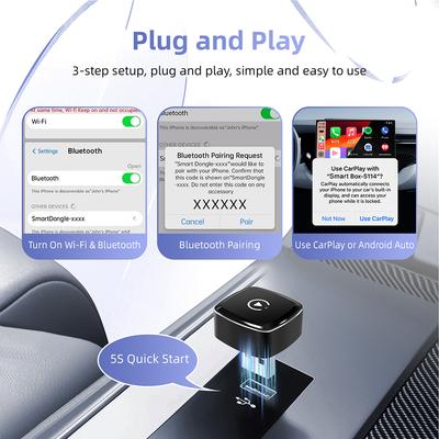 Upgraded Mini Wireless CarPlay Adapter for Carplay & Android - Plug & Play No Battery Required, Compatible with Various Car