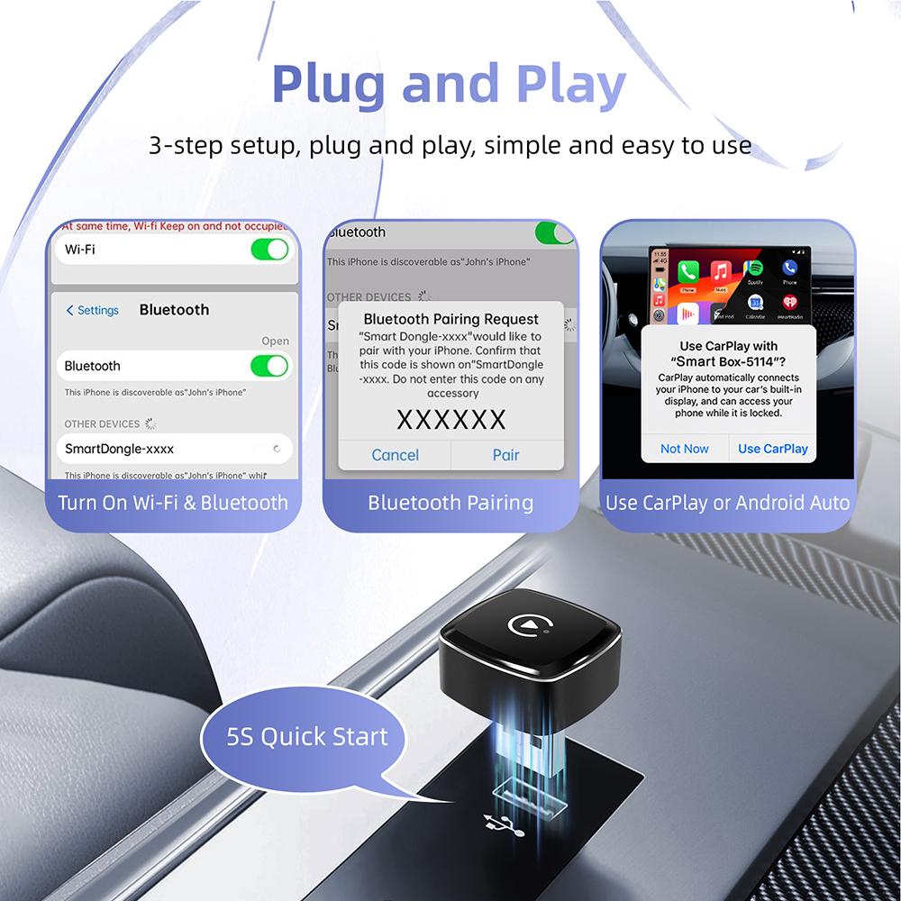 Ny Trådløs CarPlay Android Auto Adapter USB Dongle Smart Mini Boks Plug And Play Universel Til VW Toyota Nissan Honda Ford Benz