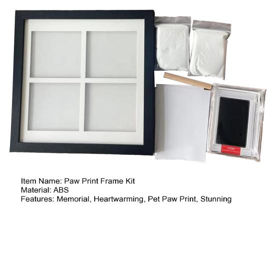 Paw Print Frame Kit for Dogs And Cats Wooden Pet Memorial Frame with Soft Paw Print Clay And Clean Touch Ink Pad DIY Impression Gifts for Pet Lovers