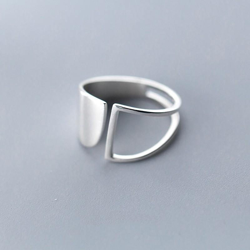 925 Silver Unique Oval Big Simple Ring For Women Jewelry Finger Adjustable Open Vintage Ring For Party Birthday Gift