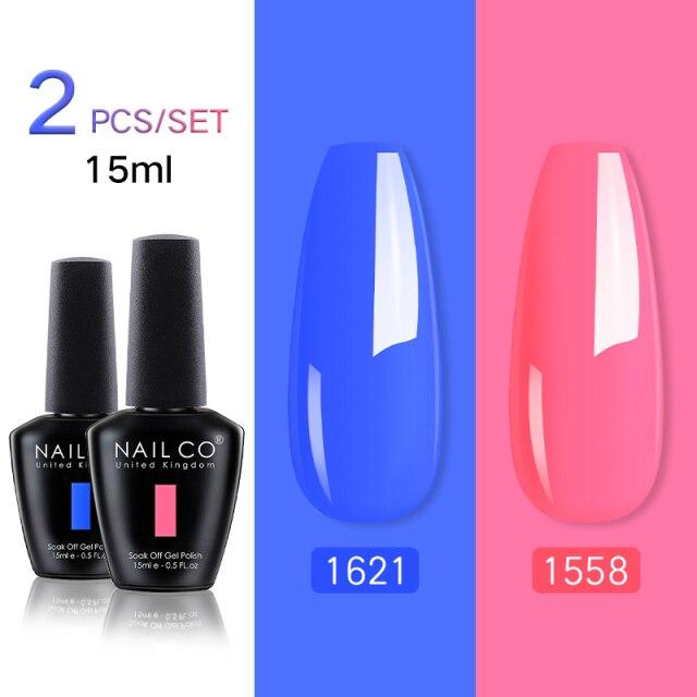 NAILCO 2 цвета, 15 мл, набор гель-лаков для ногтей Vernis, полуперманентный УФ-светодиодный гель для дизайна ногтей, принадлежности для профессионалов, отмачиваемый верхний слой