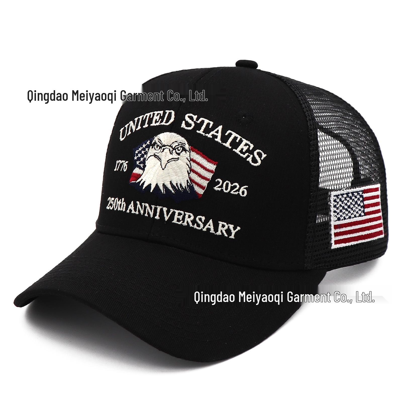 1776-2026 USA 250th Anniversary Eagle Flag Cotton Mesh Baseball Cap Adjustable чёрный