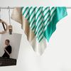 Spring and Summer Hot Sale Korean Version of Simple Stripe Printing Fresh Blue Simulation Silk 71 * 71cm Women, Sunscreen Silk Scarf