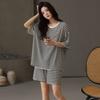 Black and white striped cool pajamas women's summer thin modal short-sleeved shorts casual wear loungewear suit