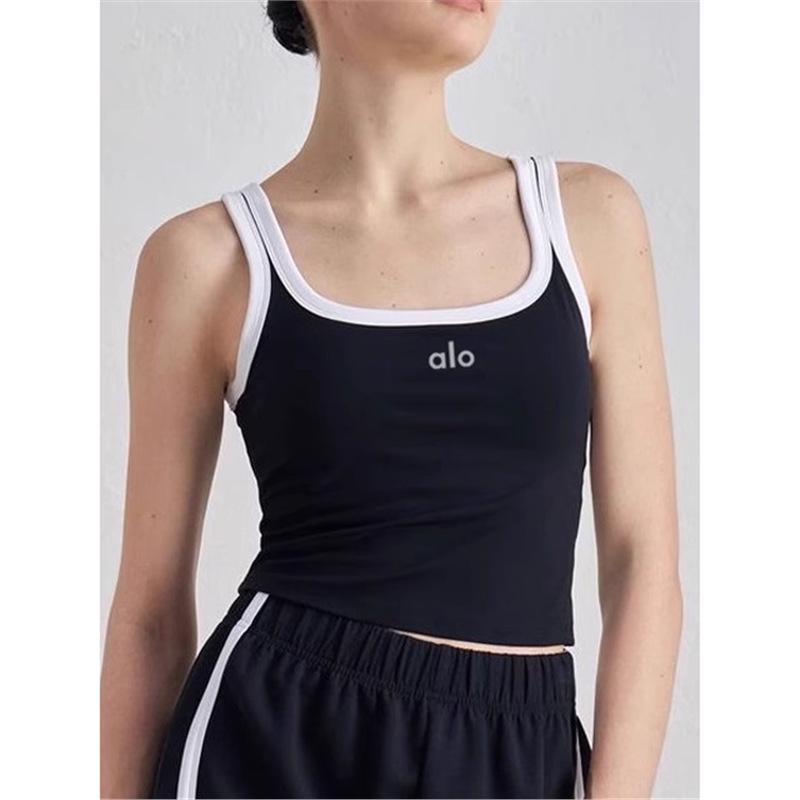 Chaleco de Yoga Deportivo Retro Americano con Cuello en U - Top de Fitness para Mujer