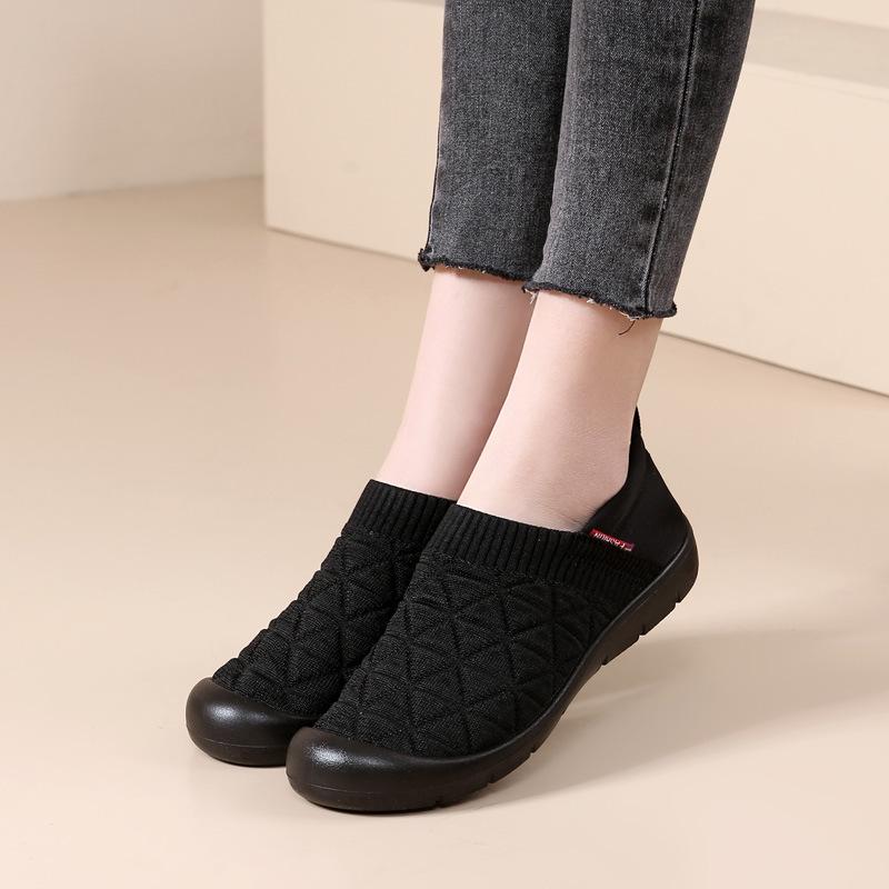 Mom Shoes Non-slip and Wear-resistant Soft Sole Soft Cotton Breathable Fly-woven Shoes Cloth Shoes Walking Shoes