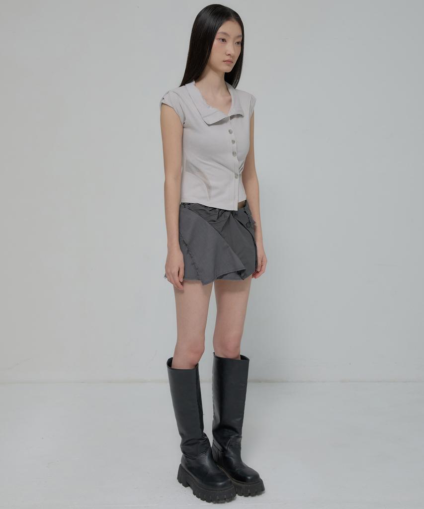 Peulleeoeob Paneled Half Shirts (Fl-123_Gray)