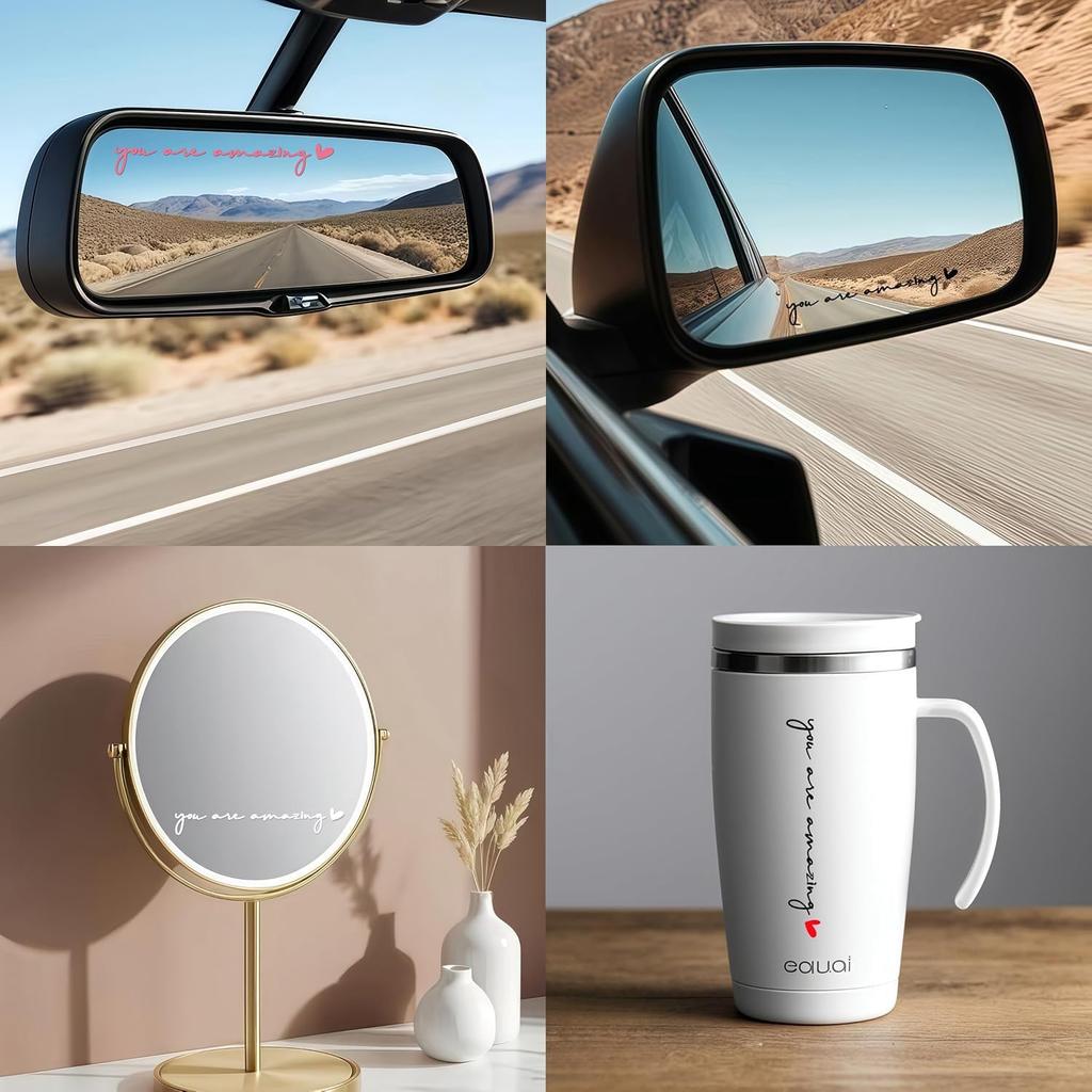 4 x You are Amazing Rear View Mirror Sticker,Car Rear View Mirror Decal,Rearview Affirmation Stickers,Car Accessories for Women,Water Bottle Laptop