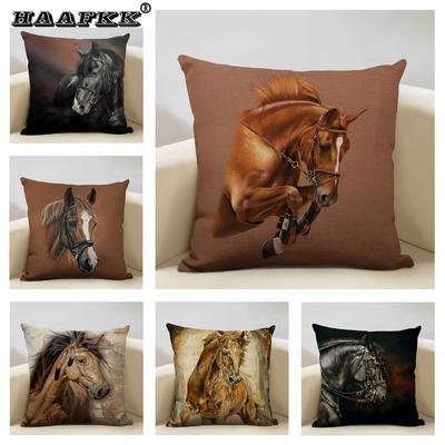 Zwierzęta Gospodarskie Koń Poszewka na Poduszkę 45x45cm Lniana Poszewka Luksusowa Dekoracja Domu Sofa Poszewka z Dwustronnym Nadrukiem
