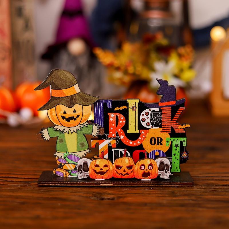 Halloween Ornament Props Wooden Miniature Scene Ornament Cartoon Ghost Gift Ghost Festival Dress Up