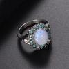 European and American Fashion Rhinestone Blue Oval Opal Ring