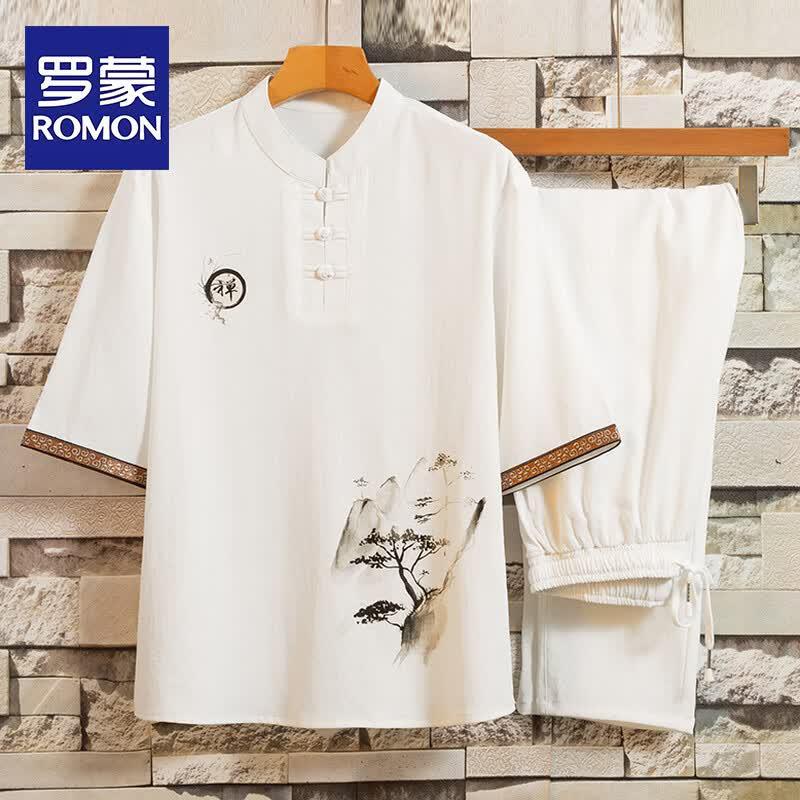 Мужской летний комплект одежды в китайском стиле ROMON XL