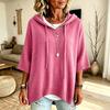 Maglione da Donna Colorato con Cappuccio e Coulisse, Maniche a Tre Quarti, Vestibilità Larga, Top Casual
