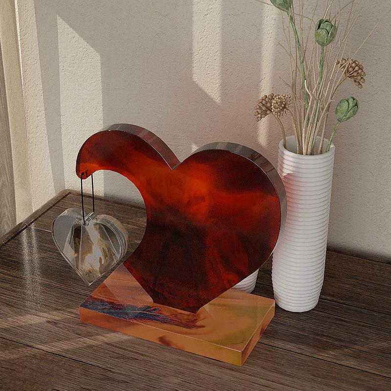 WTEMPO DIY Epoxy Resin Molds Kit with Colorful Bead Chains Big Heart Small Heart Shaped Design with Base Hanging Photo Frame Molds