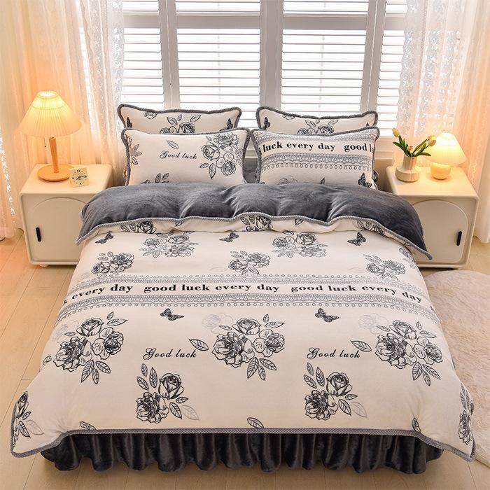 2025 Milch-Samt-Flanell 4-teiliges Set: Bettbezug aus Korallenfleece Klasse A