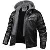 European code spring autumn and winter new casual versatile leather jacket men's trend fashion hooded zipper leather jacket youth
