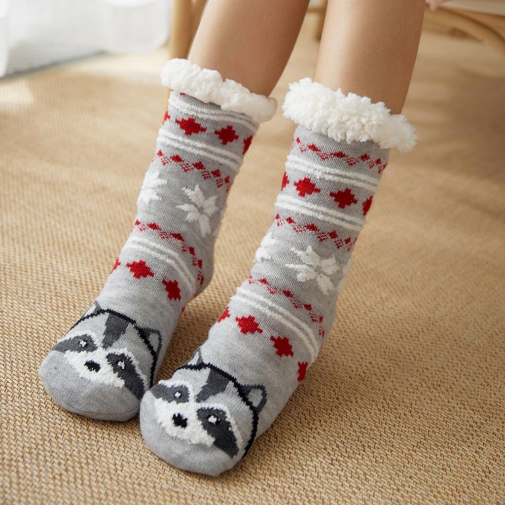 Christmas Series Socks Women Winter Lamb Wool Sleeping Socks Children Cute Home Fleece Floor Socks Christmas Gifts