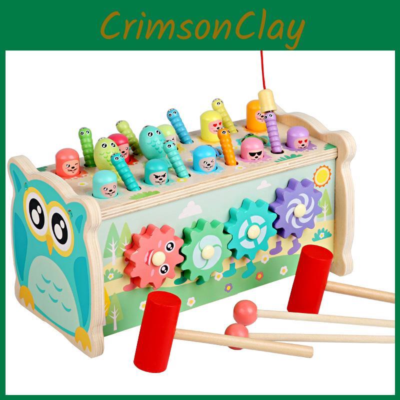 Interactive Owl Wooden Children Whacka Mole Toys Catching Fishing Features Gift